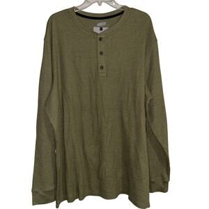40 Grit Men's sz XL Green Thermal Henley Waffle Knit Outdoor Workwear
